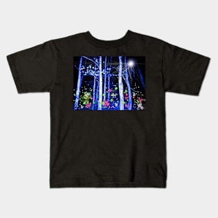 Blue Forest full of Fireflies Kids T-Shirt